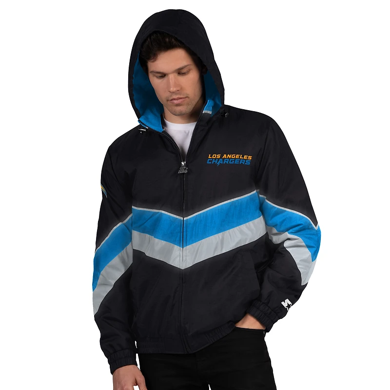 Men's Starter Black/Powder Blue Los Angeles Chargers Thursday Night Gridiron Full-Zip Jacket