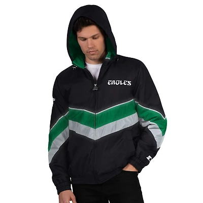 Men's Starter Black Philadelphia Eagles Thursday Night Gridiron Vintage Logo Full-Zip Hoodie