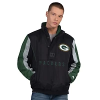 Men's Starter  Black Green Bay Packers Thursday Night Gridiron Half-Zip Jacket
