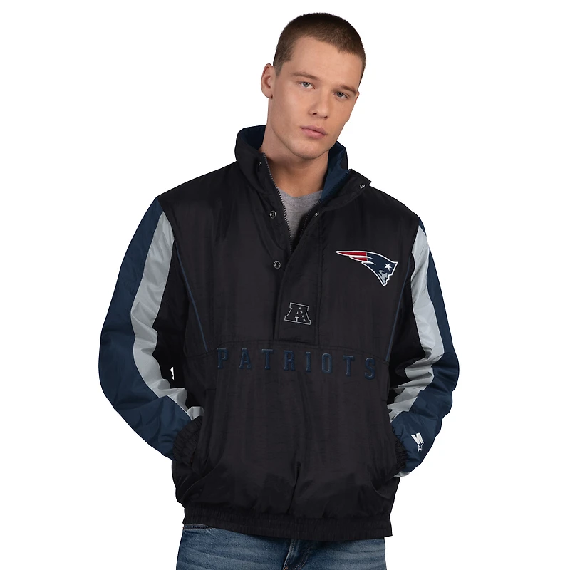 Men's Starter Black New England Patriots Thursday Night Gridiron Half-Zip Jacket