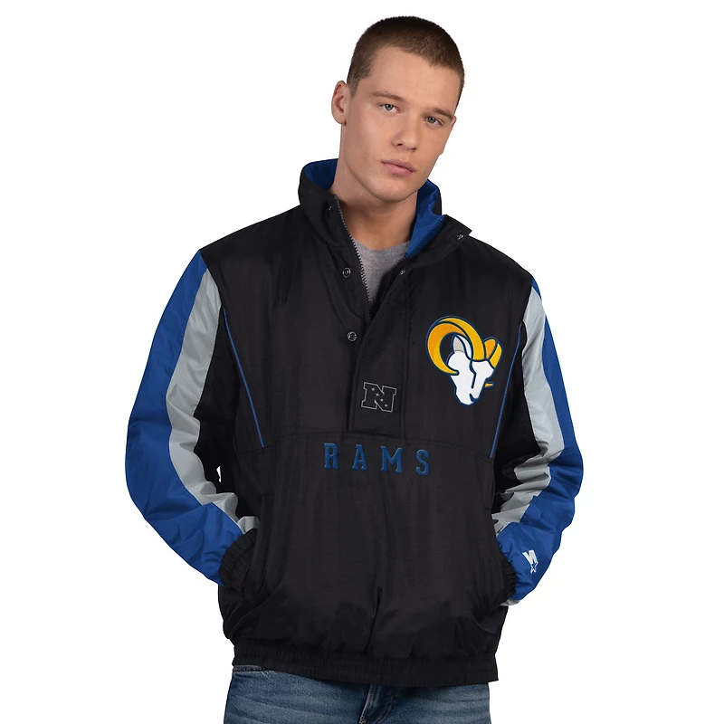 Men's Starter Black Los Angeles Rams Thursday Night Gridiron Half-Zip Jacket