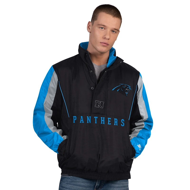 Men's Starter Black Carolina Panthers Thursday Night Gridiron Half-Zip Jacket