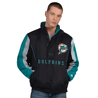 Men's Starter Black Miami Dolphins Thursday Night Gridiron Half-Zip Jacket