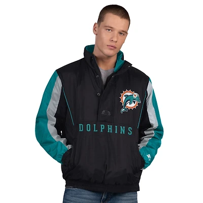 Men's Starter Black Miami Dolphins Thursday Night Gridiron Half-Zip Jacket