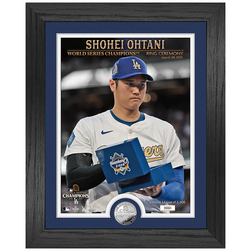 Highland Mint Shohei Ohtani Los Angeles Dodgers 2024 World Series Champions Ring Ceremony 13" x 16" Silver Coin Photo Mint