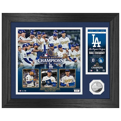 Highland Mint Shohei Ohtani, Freddie Freeman, & Mookie Betts Los Angeles Dodgers 2024 World Series Champions Ring Ceremony 13" x 16" Silver Coin Photo Mint