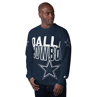 Men's Starter Navy Dallas Cowboys Clutch Hit Long Sleeve T-Shirt