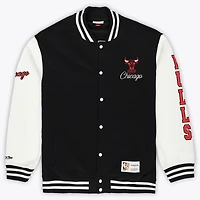 Men's Mitchell & Ness Black Chicago Bulls Big & Tall Hardwood Classics Full-Snap Varsity Jacket