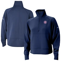 Women's Columbia Navy Washington Nationals Wickhams Hills Raglan Omni-Wick Quarter-Zip Pullover