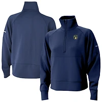 Women's Columbia Navy Milwaukee Brewers Wickhams Hills Raglan Omni-Wick Quarter-Zip Pullover
