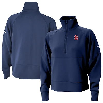 Women's Columbia Navy St. Louis Cardinals Wickhams Hills Raglan Omni-Wick Quarter-Zip Pullover