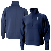 Women's Columbia Navy Seattle Mariners Wickhams Hills Raglan Omni-Wick Quarter-Zip Pullover