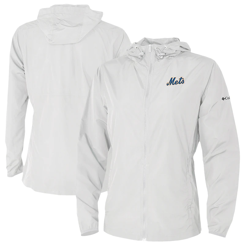 Women's Columbia White New York Mets The Prodigy Full-Zip Windbreaker