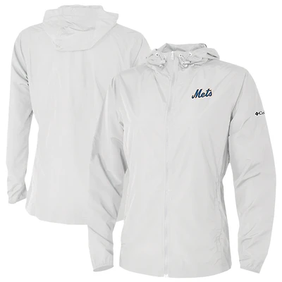 Women's Columbia White New York Mets The Prodigy Full-Zip Windbreaker