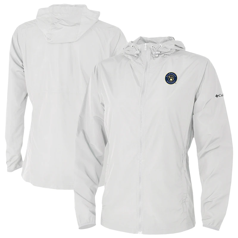 Women's Columbia White Milwaukee Brewers The Prodigy Full-Zip Windbreaker