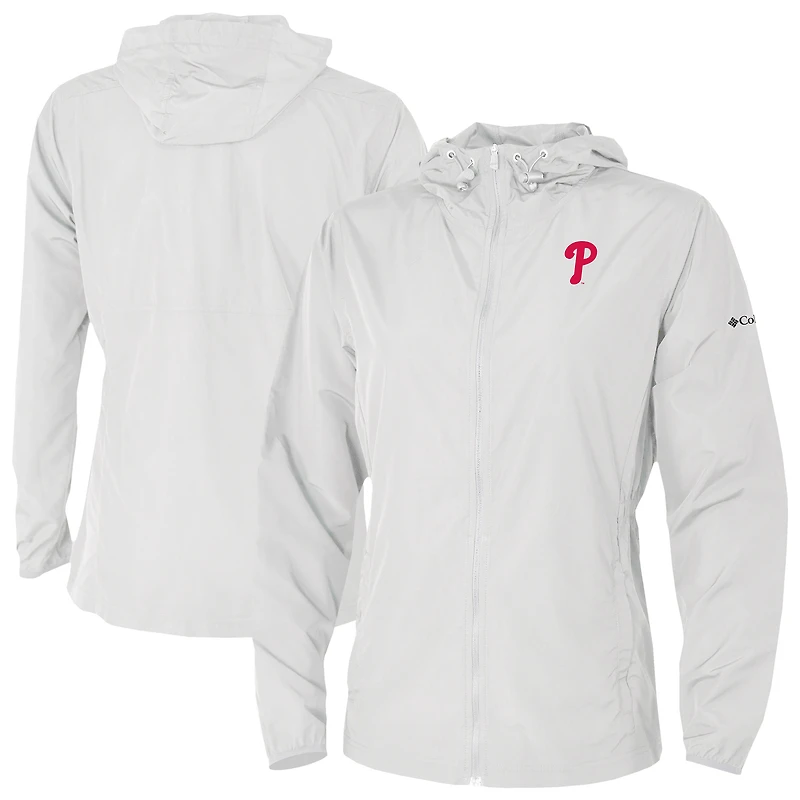 Women's Columbia White Philadelphia Phillies The Prodigy Full-Zip Windbreaker
