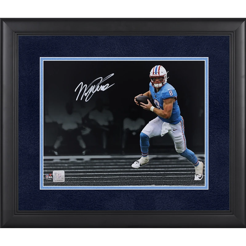 Will Levis Tennessee Titans Autographed Framed  11" x 14" Running Spotlight Photograph - Suede Mat