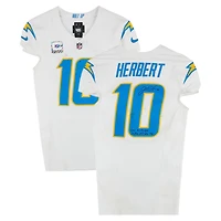 Justin Herbert Los Angeles Chargers Autographed Game-Used #10 White Nike Jersey vs. Denver Broncos on October 13, 2024 With Multiple Inscriptions