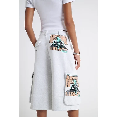 Women's  Heather Gray New York Liberty Fleece Cargo Shorts