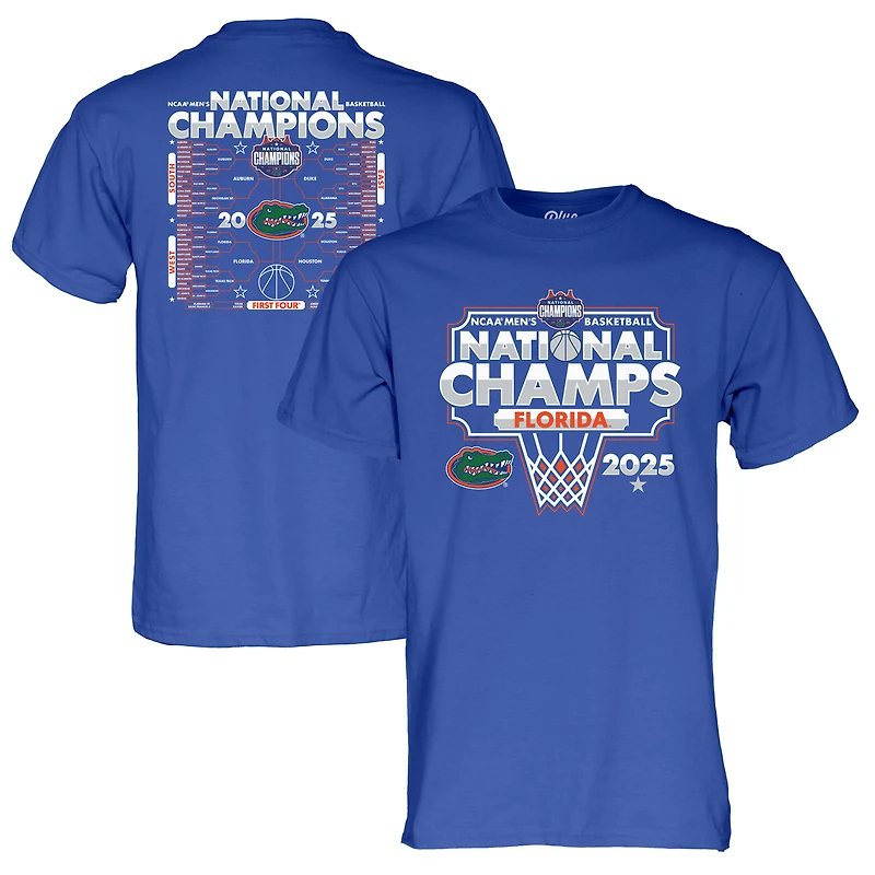Men's Blue 84 Royal Florida Gators 2025 NCAA Men's Basketball National Champions Bracket T-Shirt