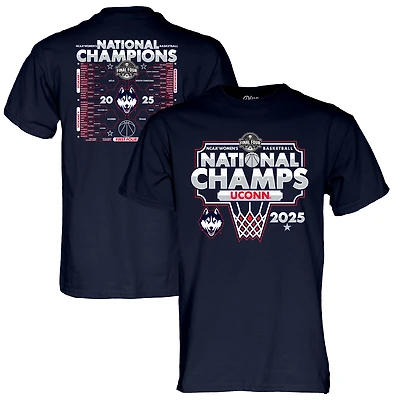 Men's Blue 84  Navy UConn Huskies 2025 NCAA Women's Basketball National Champions Bracket T-Shirt