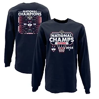 Men's Blue 84  Navy UConn Huskies 2025 NCAA Women's Basketball National Champions Bracket Long Sleeve T-Shirt