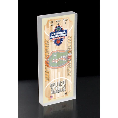 Highland Mint Florida Gators 2025 NCAA Men's Basketball National Champions 3D Ticket Acrylic Block Art