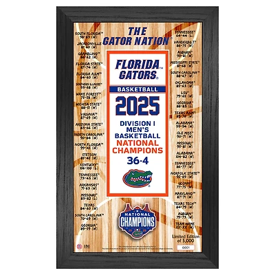Highland Mint Florida Gators 2025 NCAA Men's Basketball National Champions 12" x 20" Signature Framed Banner
