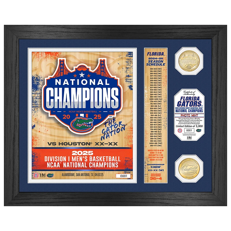 Highland Mint Florida Gators 2025 NCAA Men's Basketball National Champions 13" x 16" Banner Bronze Coin Photo Mint
