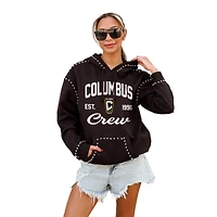 Women's Gameday Couture  Black Columbus Crew Catch the Vibe Studded Pullover Hoodie