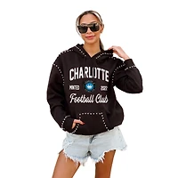 Women's Gameday Couture  Black Charlotte FC Catch the Vibe Studded Pullover Hoodie