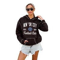 Women's Gameday Couture  Black New York City FC Catch the Vibe Studded Pullover Hoodie