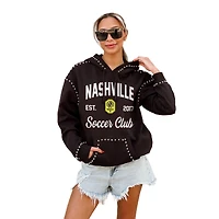 Women's Gameday Couture  Black Nashville SC Catch the Vibe Studded Pullover Hoodie