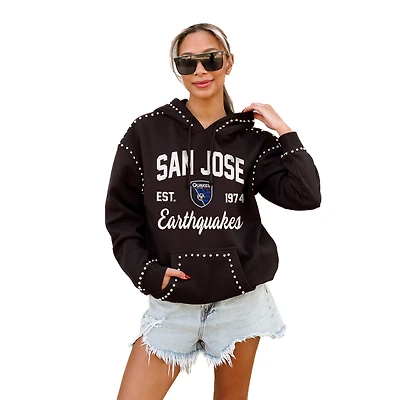 Women's Gameday Couture Black San Jose Earthquakes Catch the Vibe Studded Pullover Hoodie
