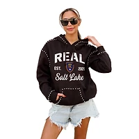 Women's Gameday Couture  Black Real Salt Lake Catch the Vibe Studded Pullover Hoodie
