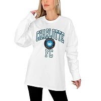 Women's Gameday Couture  White Charlotte FC Oversized Long Sleeve T-Shirt