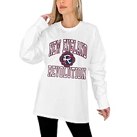 Women's Gameday Couture  White New England Revolution Oversized Long Sleeve T-Shirt