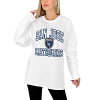 Women's Gameday Couture  White San Jose Earthquakes Oversized Long Sleeve T-Shirt