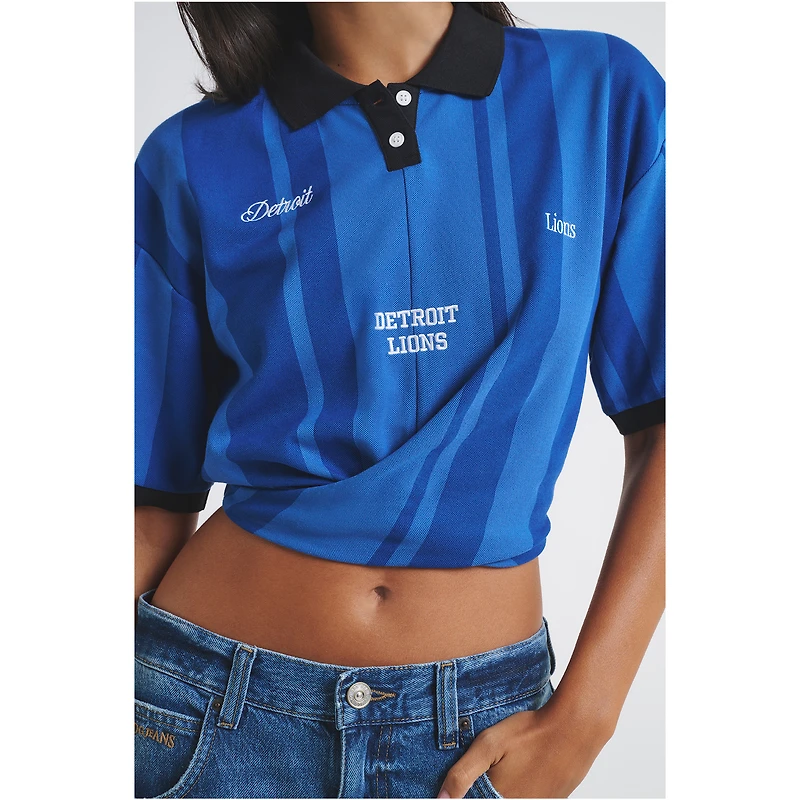 Women's  Blue Detroit Lions Rugby T-Shirt