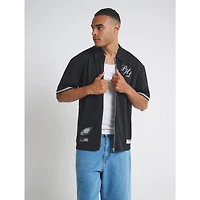 Unisex  Black Philadelphia Eagles Heavy Jersey Zip-Up T-Shirt