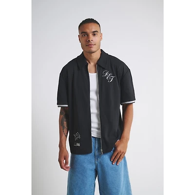 Unisex  Black Detroit Lions Heavy Jersey Zip-Up T-Shirt