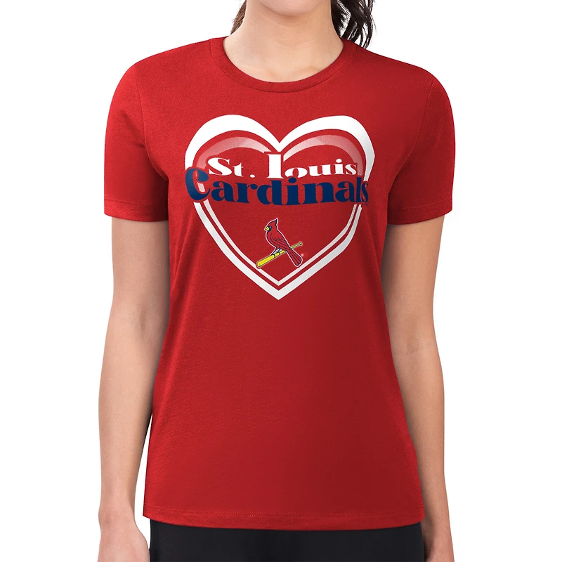 Women's G-III 4Her by Carl Banks  Red St. Louis Cardinals Super-Slim Fit Lightweight Double Heart T-Shirt