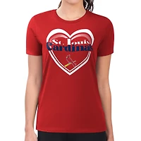 Women's G-III 4Her by Carl Banks  Red St. Louis Cardinals Super-Slim Fit Lightweight Double Heart T-Shirt