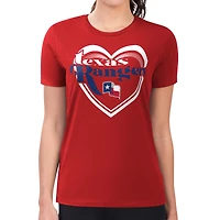 Women's G-III 4Her by Carl Banks  Red Texas Rangers Super-Slim Fit Lightweight Double Heart T-Shirt