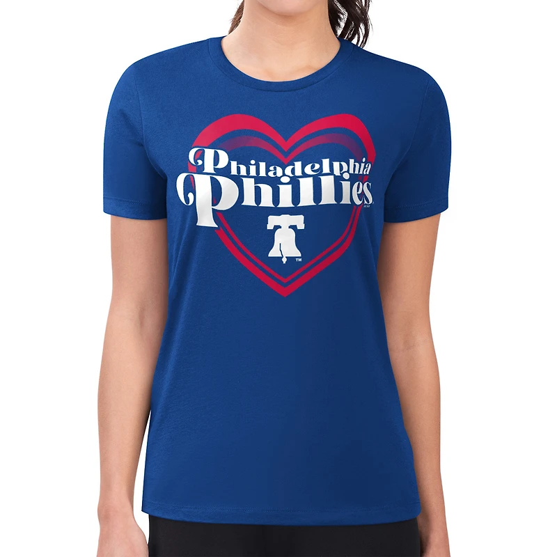 Women's G-III 4Her by Carl Banks  Royal Philadelphia Phillies Super-Slim Fit Lightweight Double Heart T-Shirt