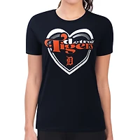 Women's G-III 4Her by Carl Banks  Navy Detroit Tigers Super-Slim Fit Lightweight Double Heart T-Shirt