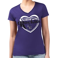 Women's G-III 4Her by Carl Banks  Purple Colorado Rockies Super-Slim Fit Lightweight Double Heart V-Neck T-Shirt