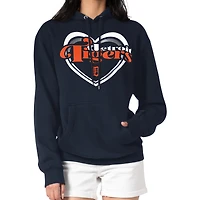 Women's G-III 4Her by Carl Banks Navy Detroit Tigers Double Heart Fleece Pullover Hoodie