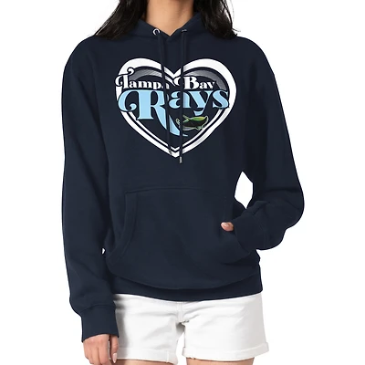 Women's G-III 4Her by Carl Banks Navy Tampa Bay Rays Double Heart Fleece Pullover Hoodie