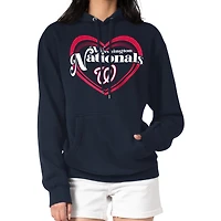 Women's G-III 4Her by Carl Banks Navy Washington Nationals Double Heart Fleece Pullover Hoodie